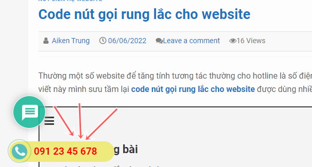 code nut goi rung lac cho website